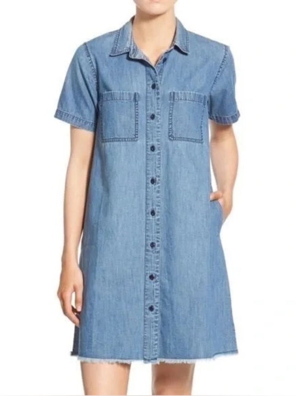 Madewell Blue Denim Button-Up Dress Size XXSmall